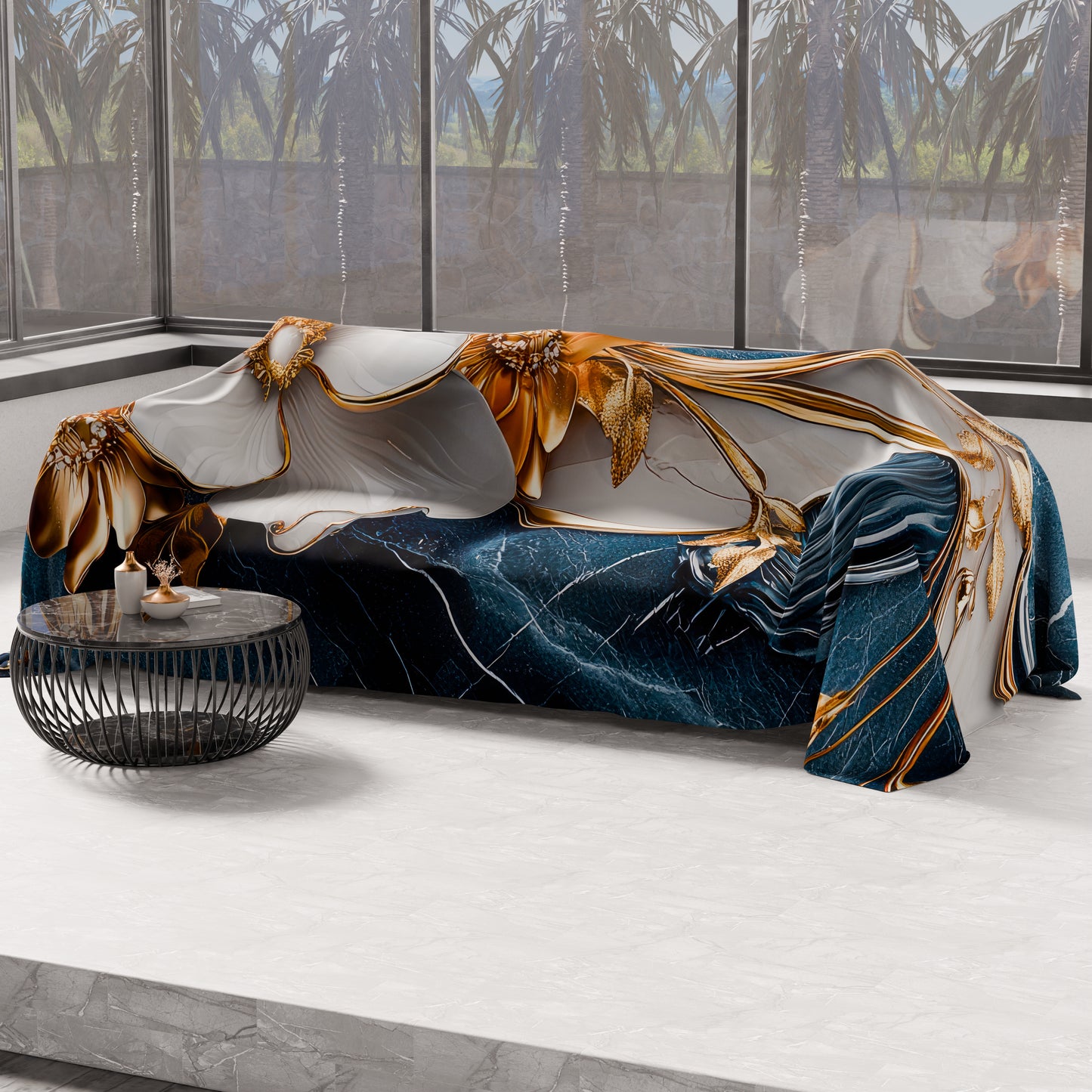 Telo Arredo Copridivano, Copriletto, Copritavolo e Copritutto in Microfibra | Fantasia Floreale 06-5