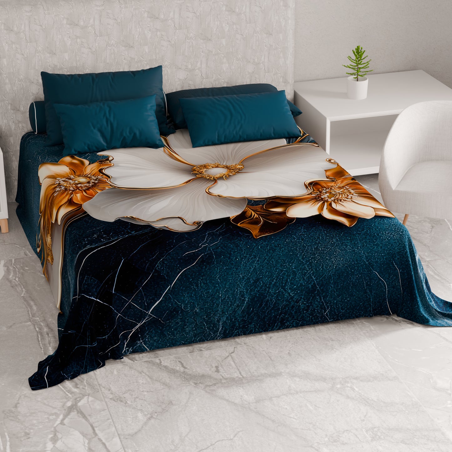 Telo Arredo Copridivano, Copriletto, Copritavolo e Copritutto in Microfibra | Fantasia Floreale 06-5