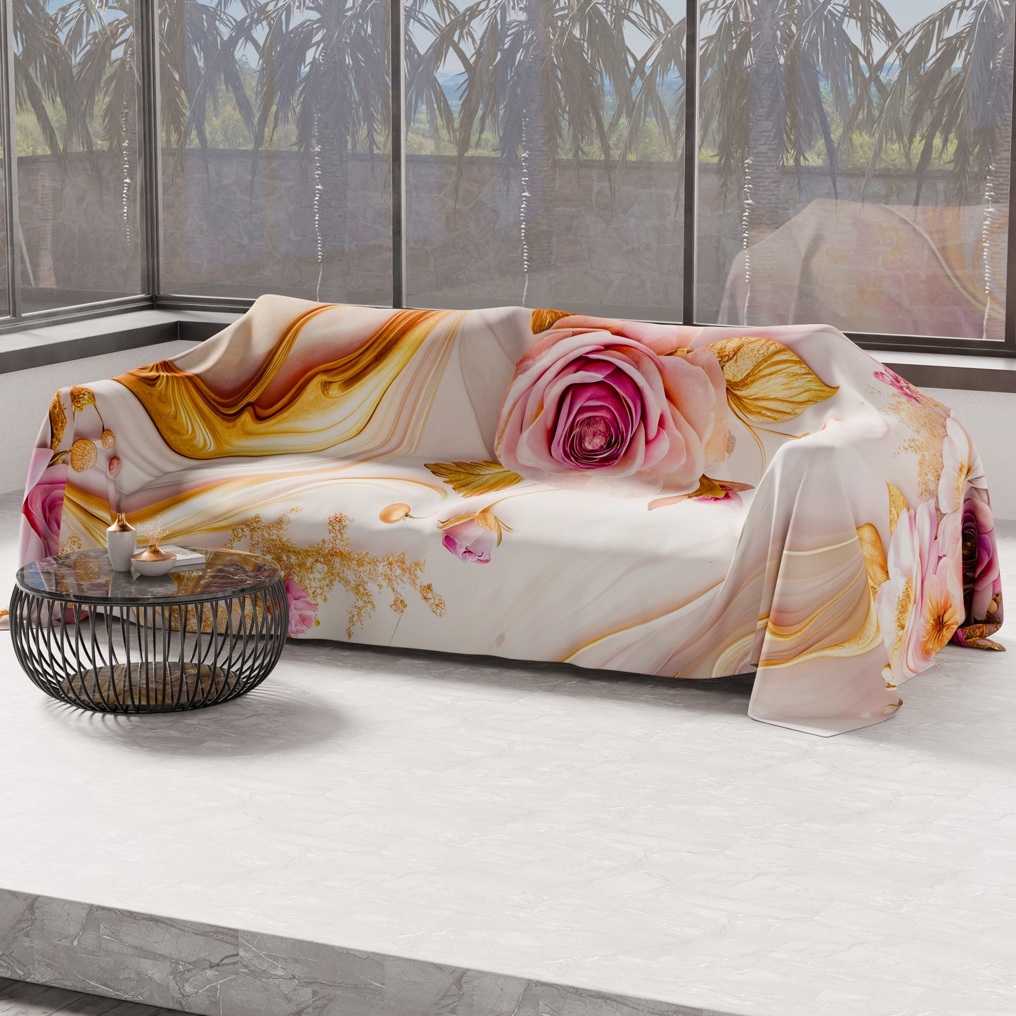 Telo Arredo Copridivano, Copriletto, Copritavolo e Copritutto in Microfibra | Fantasia Floreale 06-6