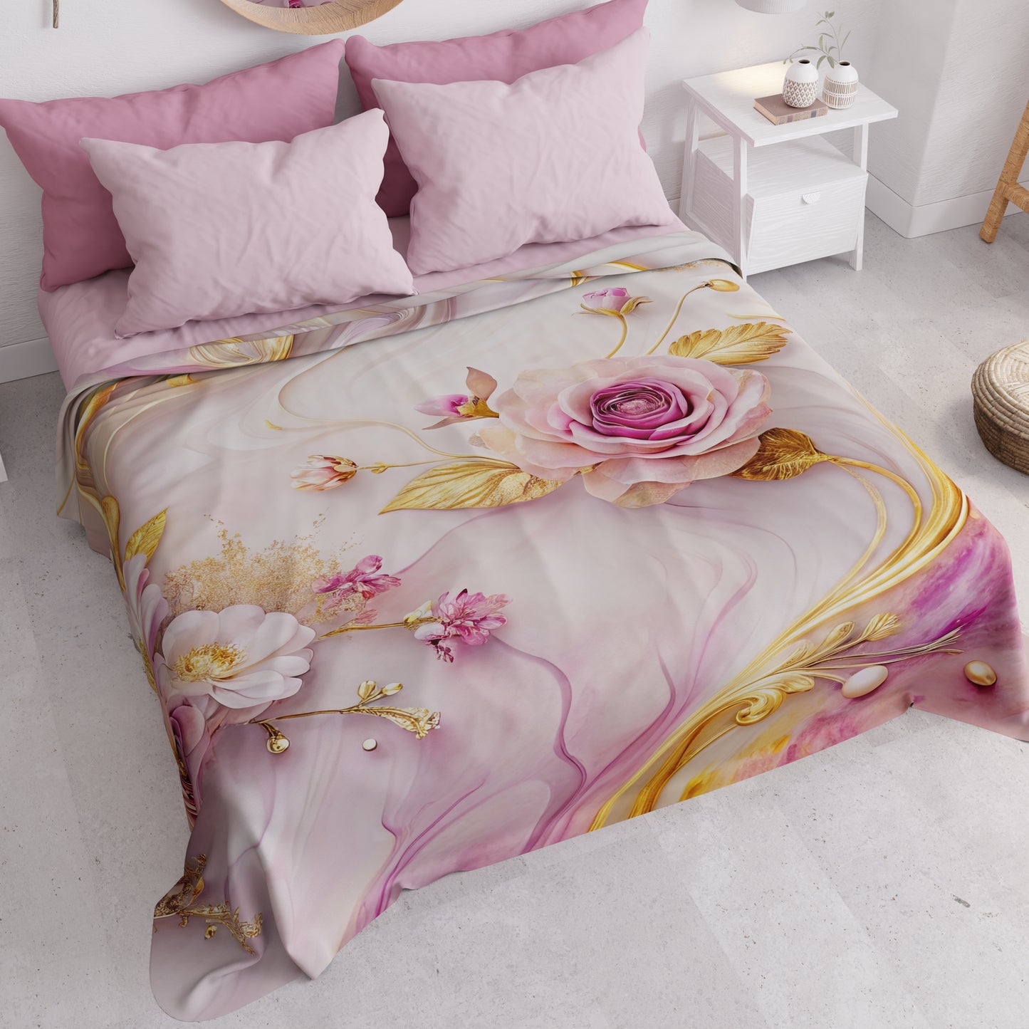 Copriletto Estivo, Coperta Leggera, Lenzuola Copriletto Floreale 06-6