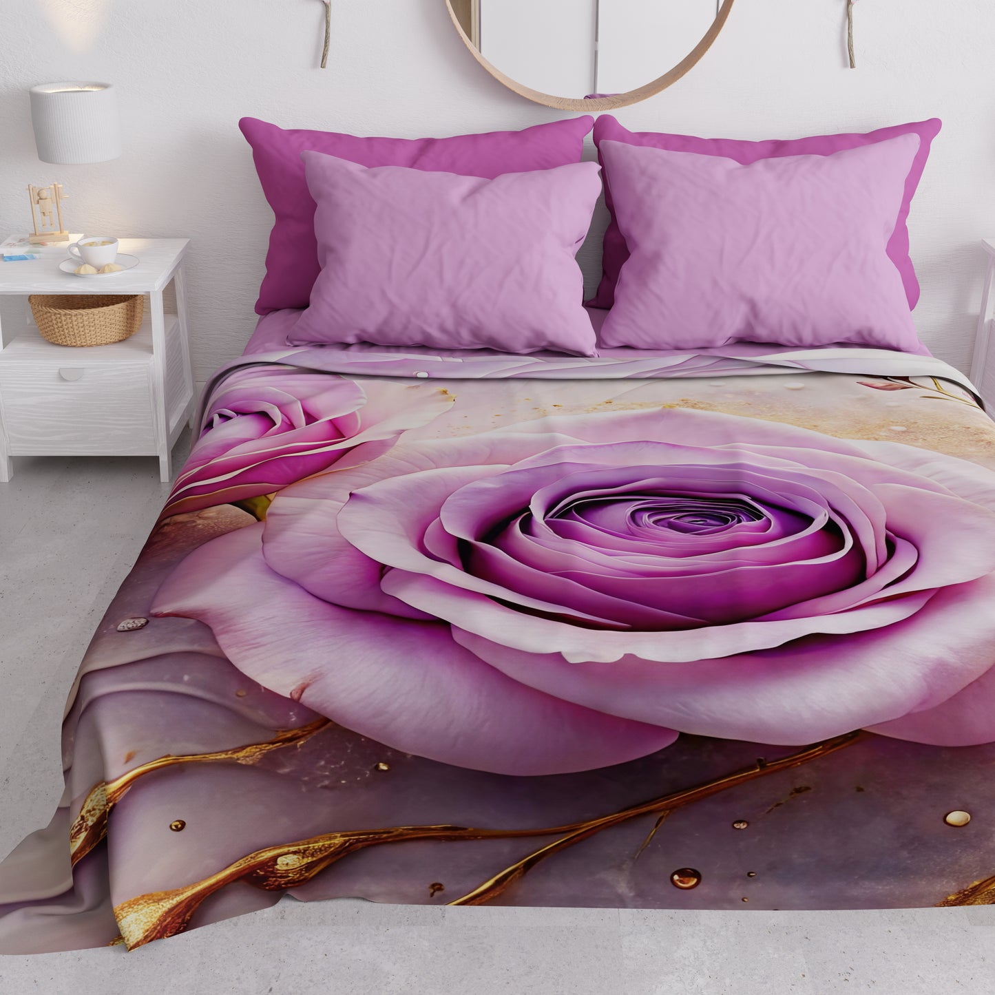 Copriletto Estivo, Coperta Leggera, Lenzuola Copriletto Floreale 06-8