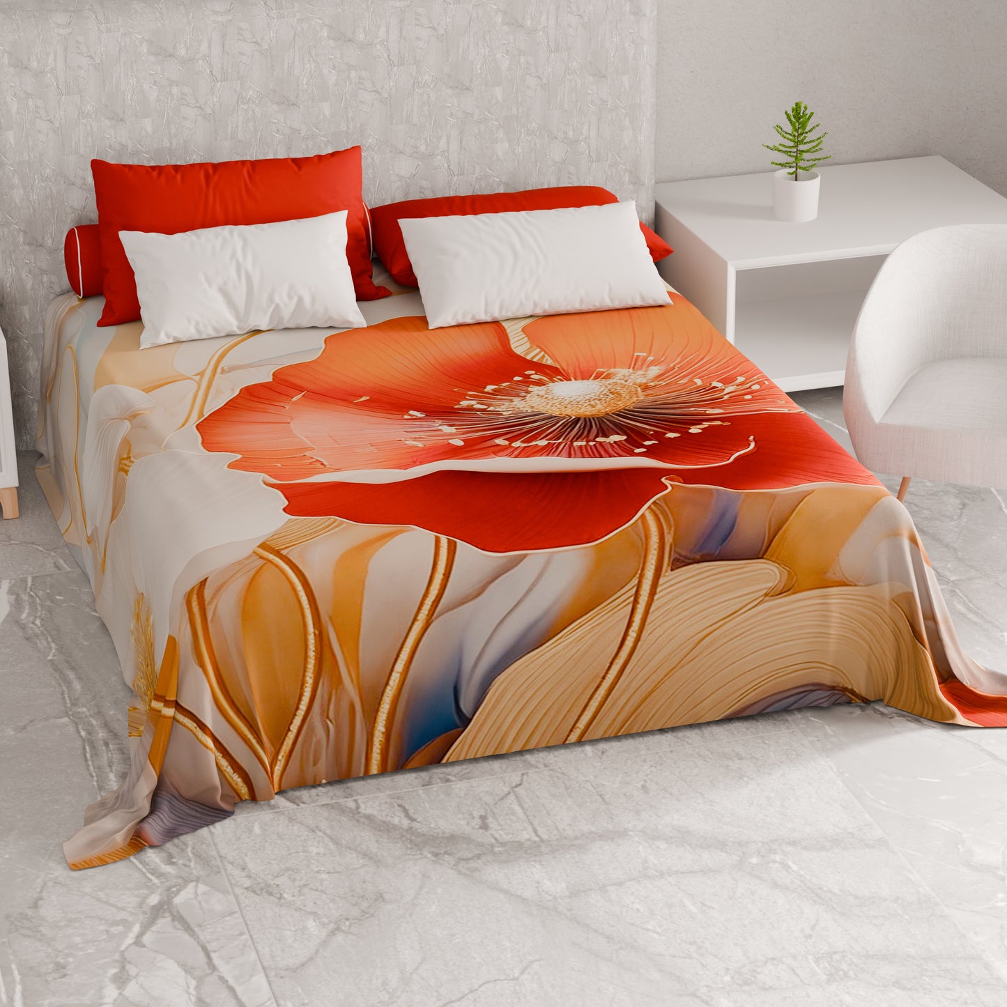 Telo Arredo Copridivano, Copriletto, Copritavolo e Copritutto in Microfibra | Fantasia Floreale 06-9