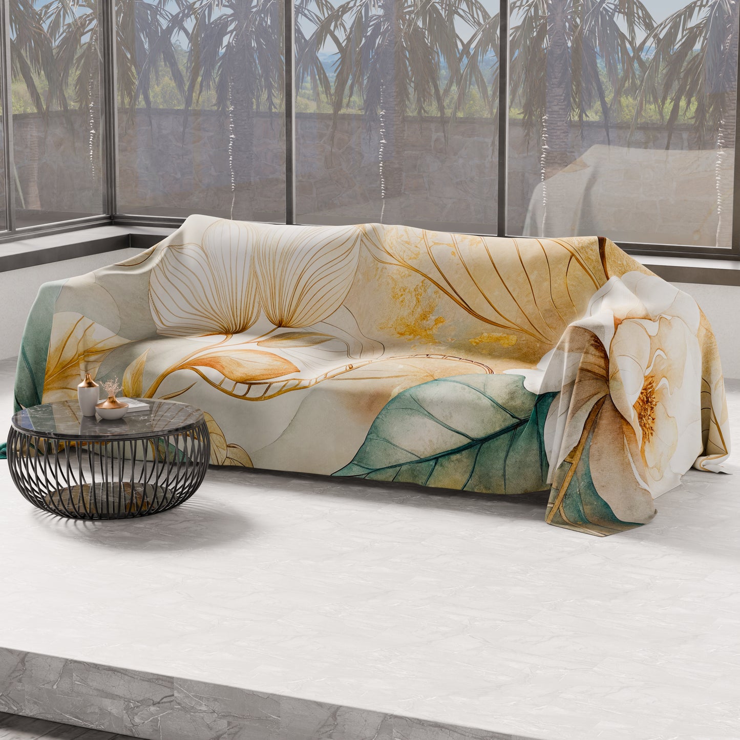 Telo Arredo Copridivano, Copriletto, Copritavolo e Copritutto in Microfibra | Fantasia Floreale F154