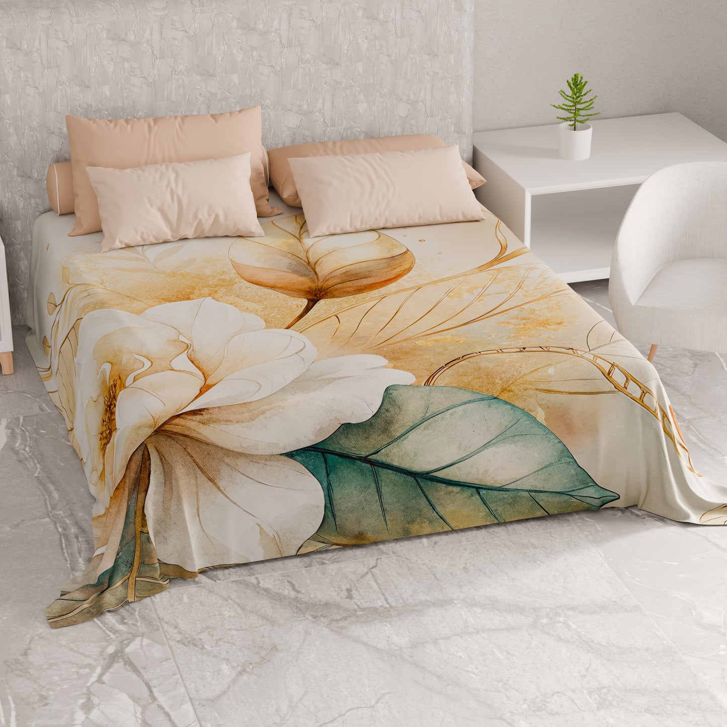 Telo Arredo Copridivano, Copriletto, Copritavolo e Copritutto in Microfibra | Fantasia Floreale F154