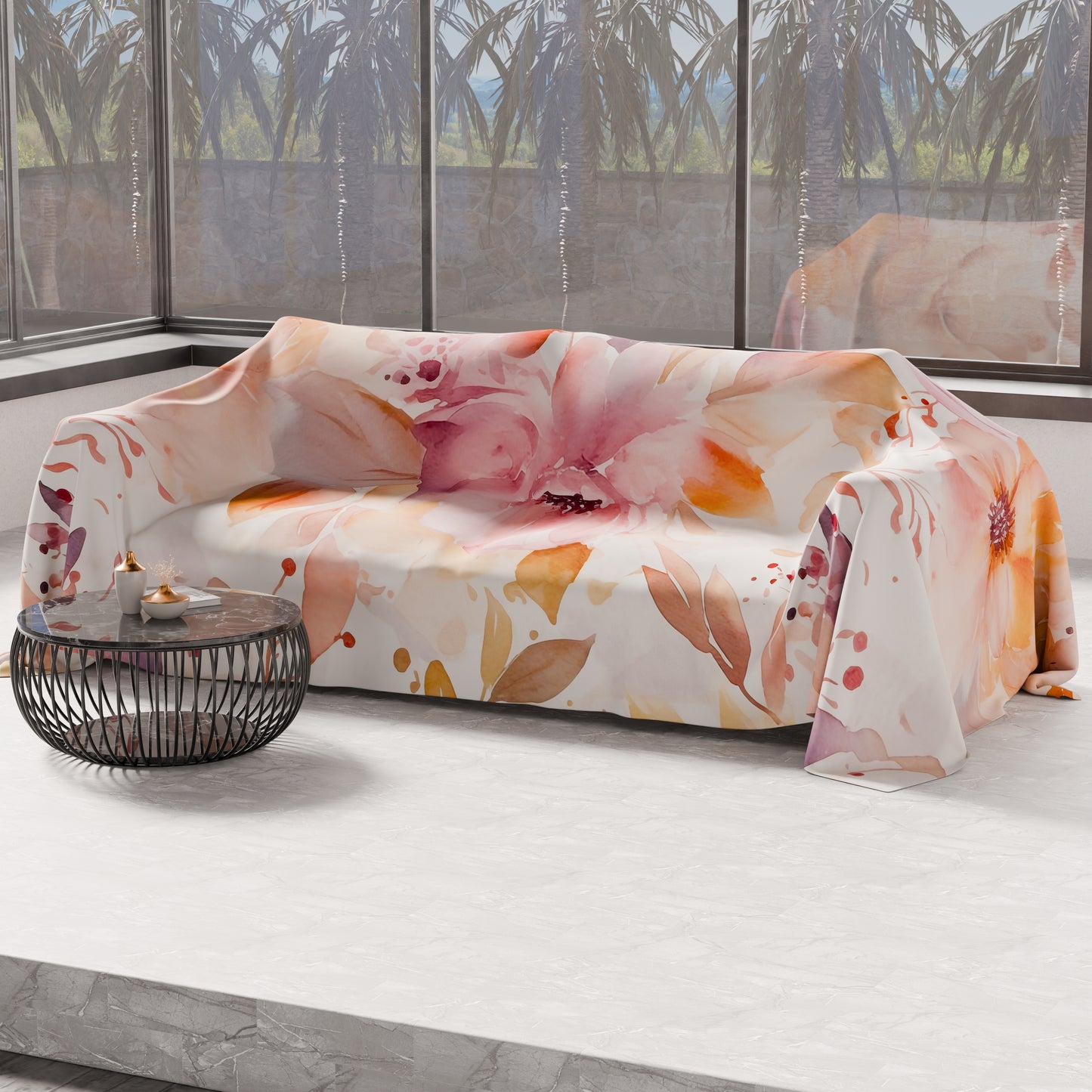 Telo Arredo Copridivano, Copriletto, Copritavolo e Copritutto in Microfibra | Fantasia Floreale F2