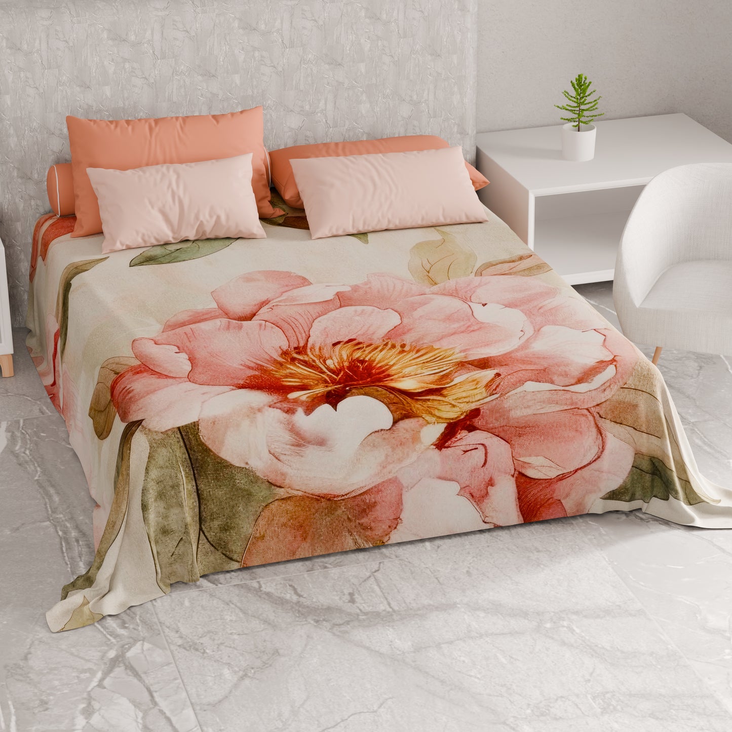 Telo Arredo Copridivano, Copriletto, Copritavolo e Copritutto in Microfibra | Fantasia Floreale F20