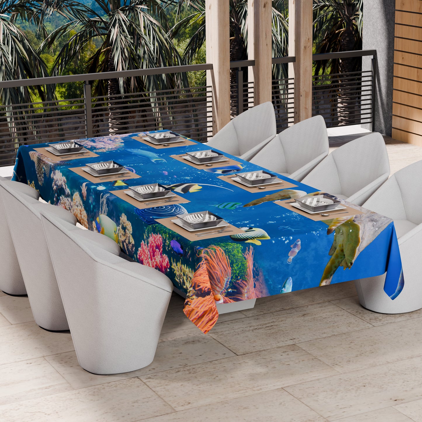 Telo Arredo Copridivano, Copriletto, Copritavolo e Copritutto in Microfibra | Fantasia Acquario