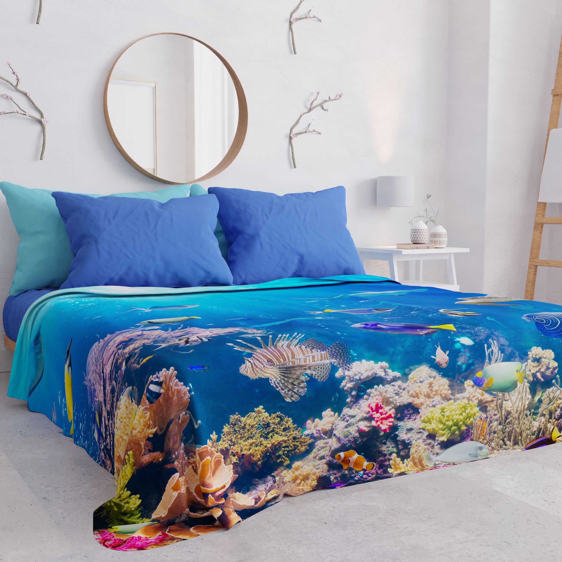 Coperta con pesci tropicali, morbida e leggera, in pile di flanella, per divano, letto, oceano, subacqueo, stampa animalier, per tutte le stagioni, coperta decorativa per bambini, 100 x 130 cm Coperta con pesci tropicali, morbida e leggera, in pile di flanella, per divano, letto, oceano, subacqueo, stampa animalier, per tutte le stagioni, coperta decorativa per bambini, 100 x 130 cm