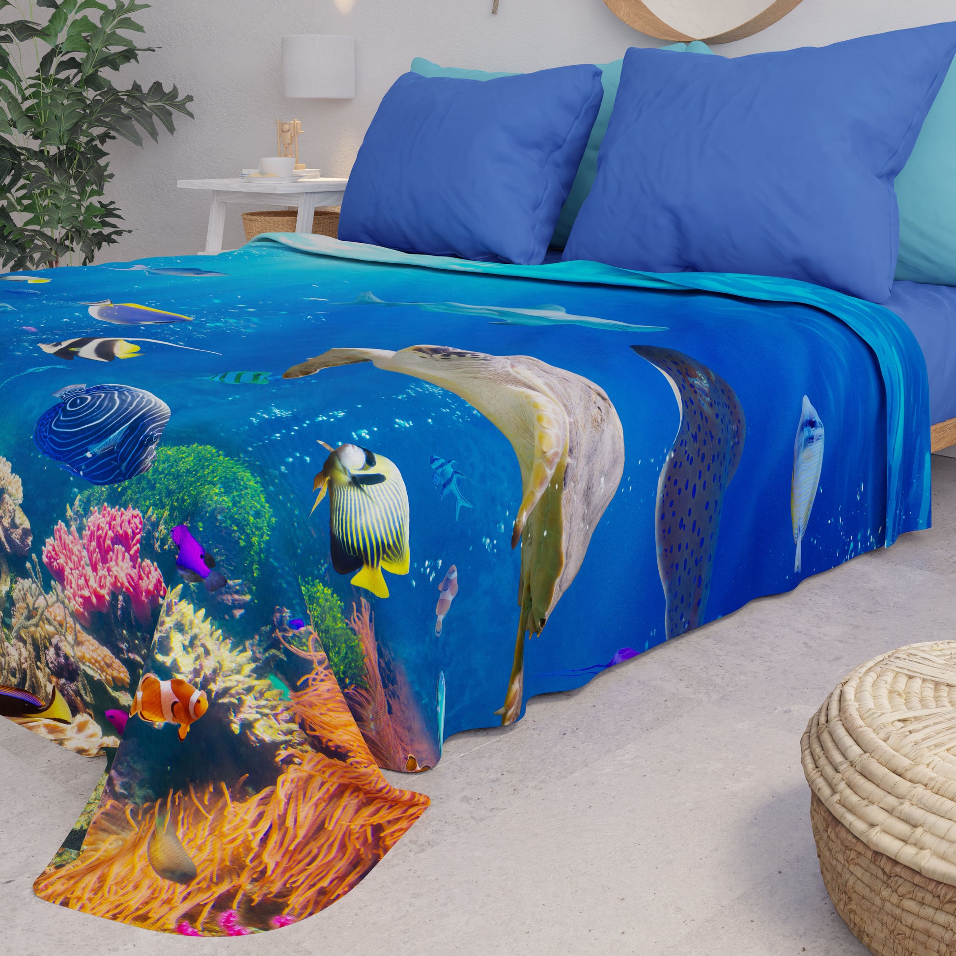 Oceano Mare Pesci e delfini tropicali Coperta morbida Coperta calda per Oceano Mare Pesci e delfini tropicali Coperta morbida Coperta calda per