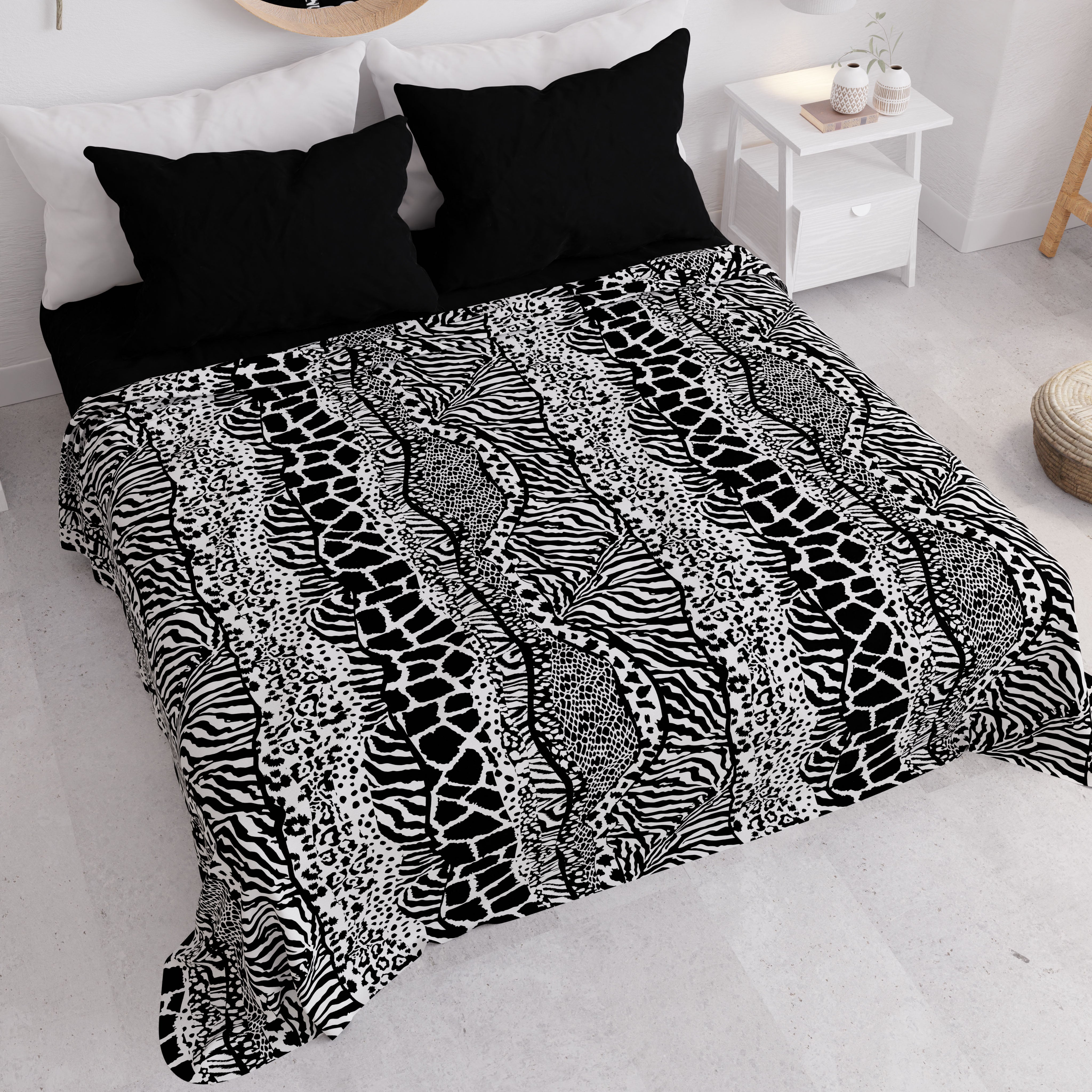 Copriletto Reversibile In Puro Cotone Ubud – Motivo Leopardato 150x200 Cm – BOHORIA