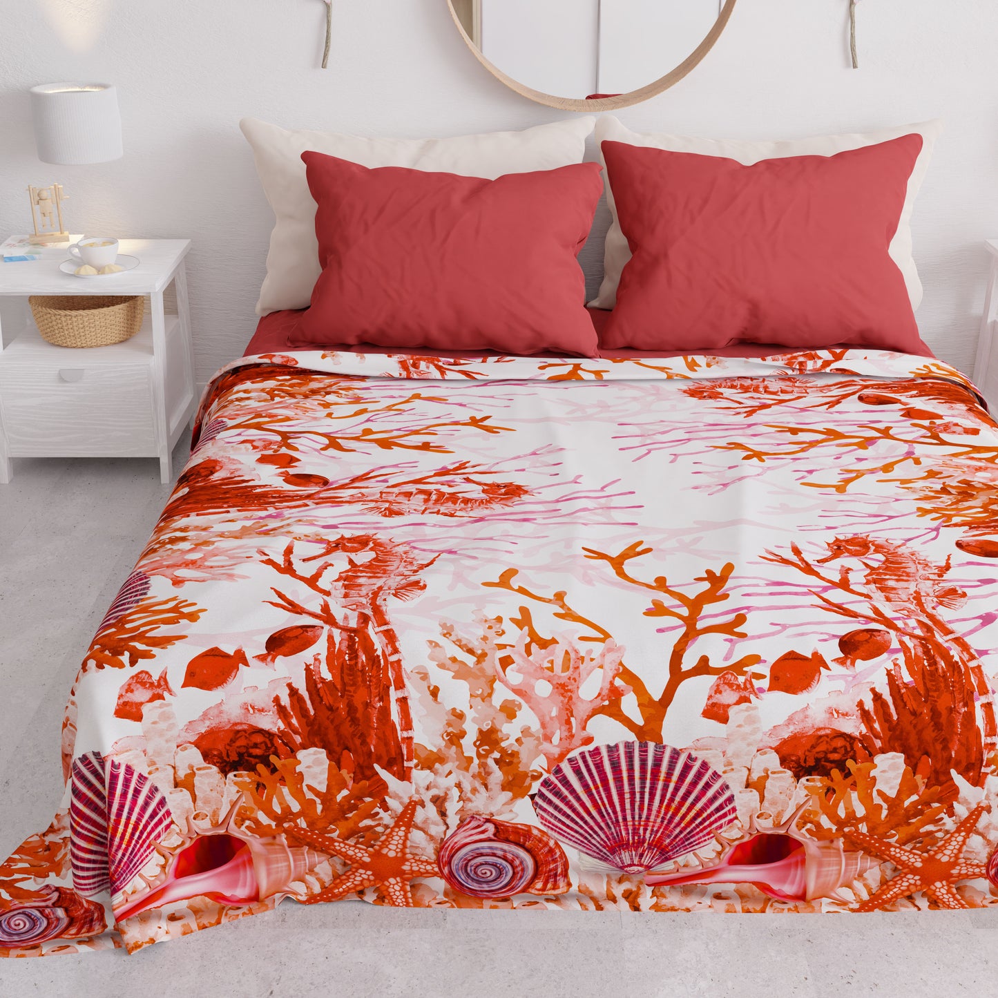 Couvre-lit d'été, couverture légère, draps couvre-lit, corail rouge
