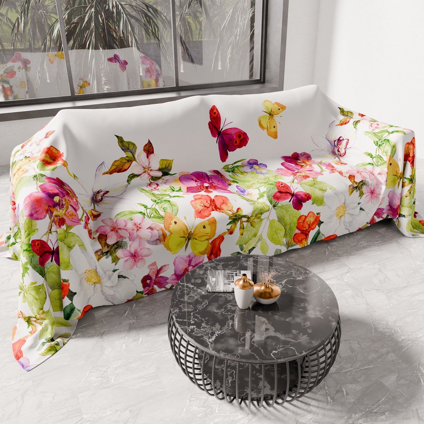 Telo Arredo Copridivano, Copriletto, Copritavolo e Copritutto in Microfibra | Fantasia Farfalle