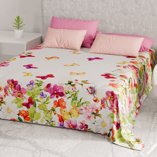 Drap housse pour canapé, couvre-lit, nappe et tout usage en microfibre | Motif Papillons