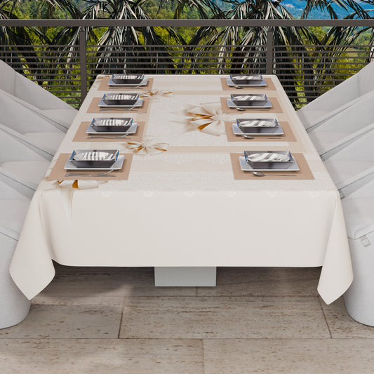 Telo Arredo Copridivano, Copriletto, Copritavolo e Copritutto in Microfibra | Fantasia Fiocco Beige