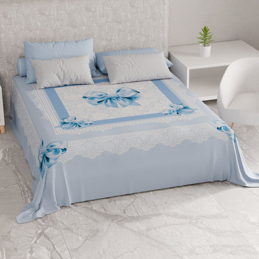 Telo Arredo Copridivano, Copriletto, Copritavolo e Copritutto in Microfibra | Fantasia Fiocco Celeste