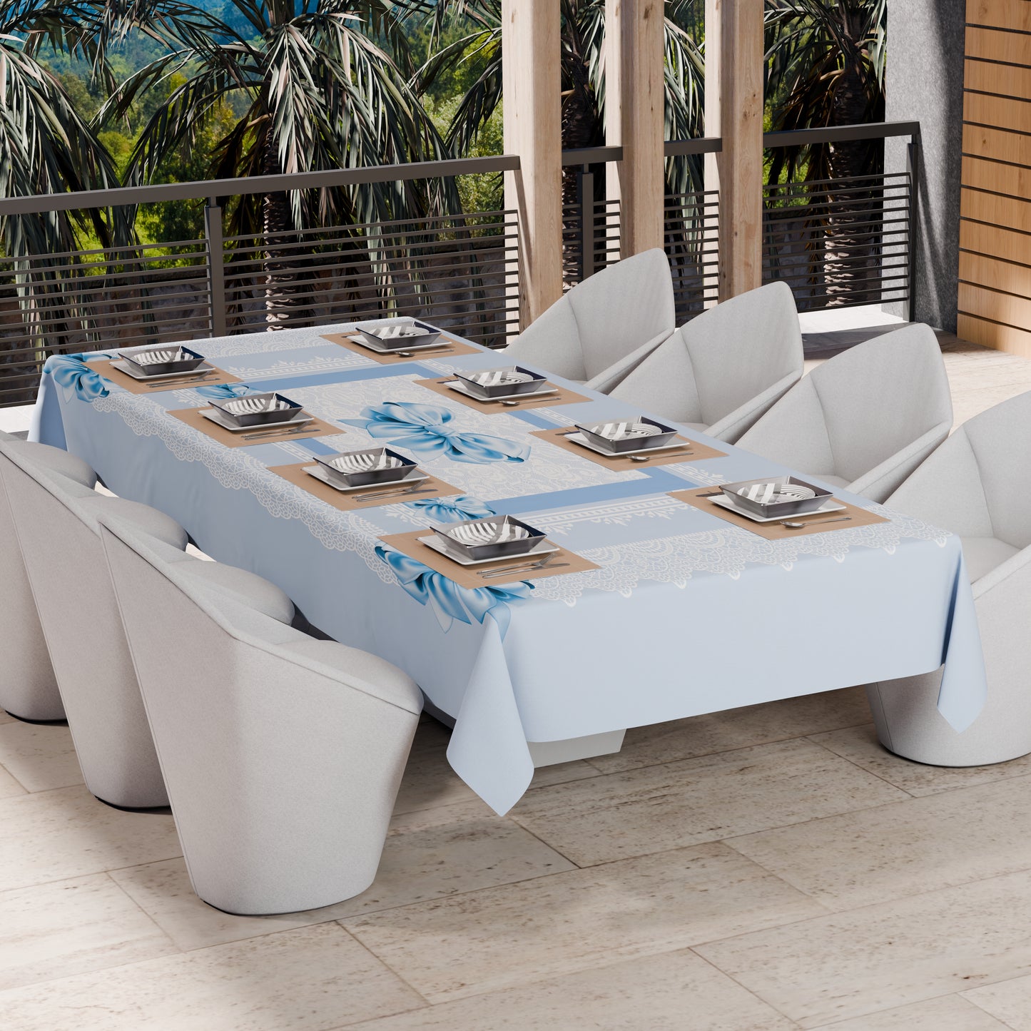 Telo Arredo Copridivano, Copriletto, Copritavolo e Copritutto in Microfibra | Fantasia Fiocco Celeste