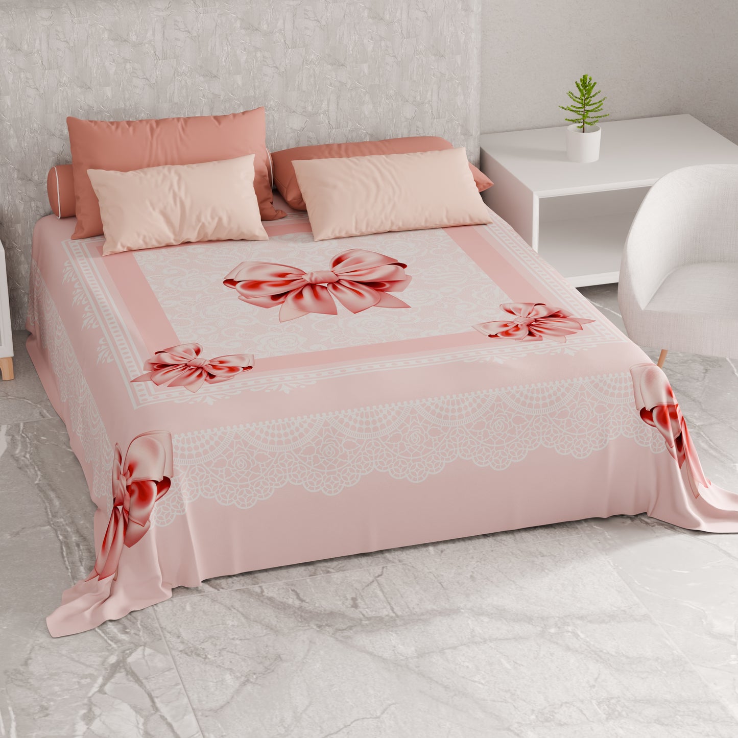 Telo Arredo Copridivano, Copriletto, Copritavolo e Copritutto in Microfibra | Fantasia Fiocco Rosa