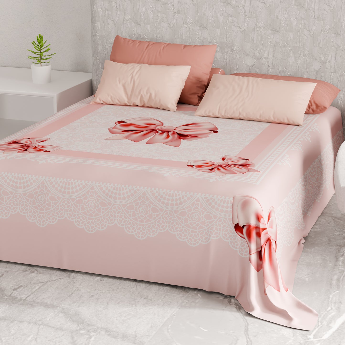 Telo Arredo Copridivano, Copriletto, Copritavolo e Copritutto in Microfibra | Fantasia Fiocco Rosa