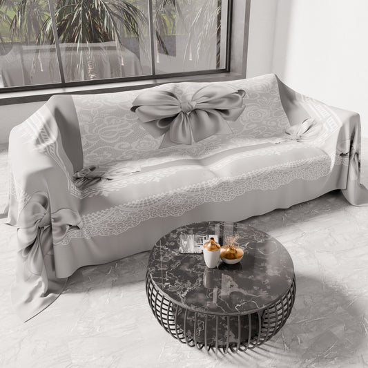 Telo Arredo Copridivano, Copriletto, Copritavolo e Copritutto in Microfibra | Fantasia Fiocco Grigio