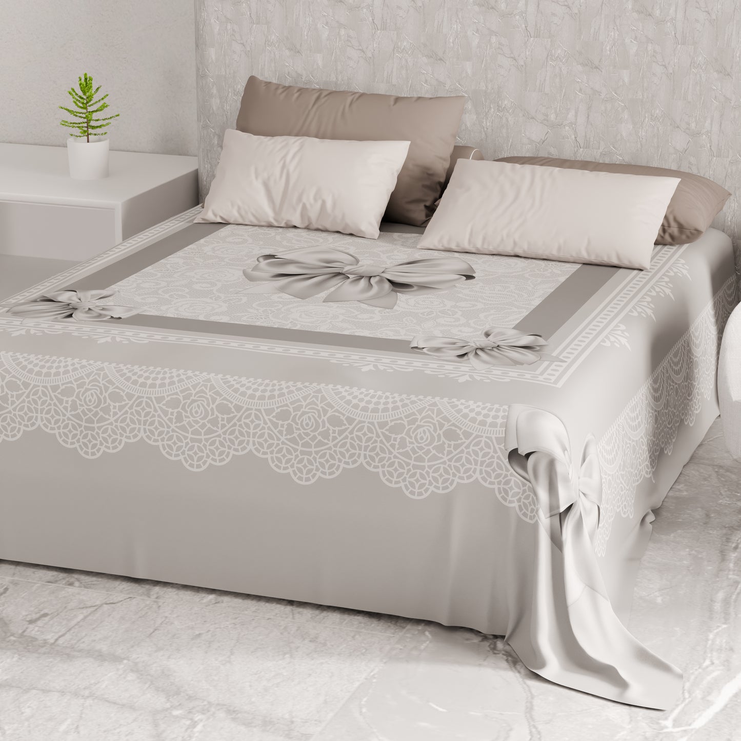 Telo Arredo Copridivano, Copriletto, Copritavolo e Copritutto in Microfibra | Fantasia Fiocco Grigio