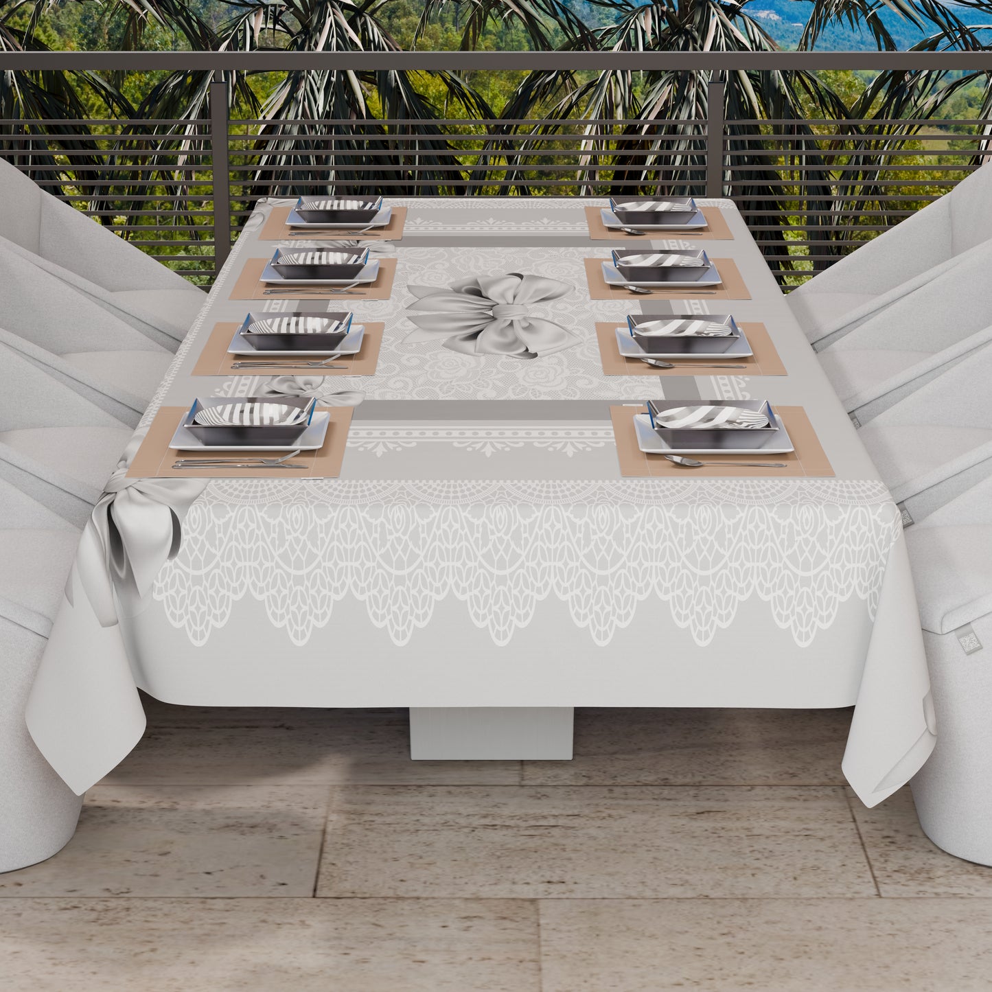 Telo Arredo Copridivano, Copriletto, Copritavolo e Copritutto in Microfibra | Fantasia Fiocco Grigio