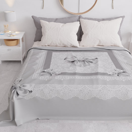 Summer Bedspread, Lightweight Blanket, Bedspread Sheets, Gray Bow