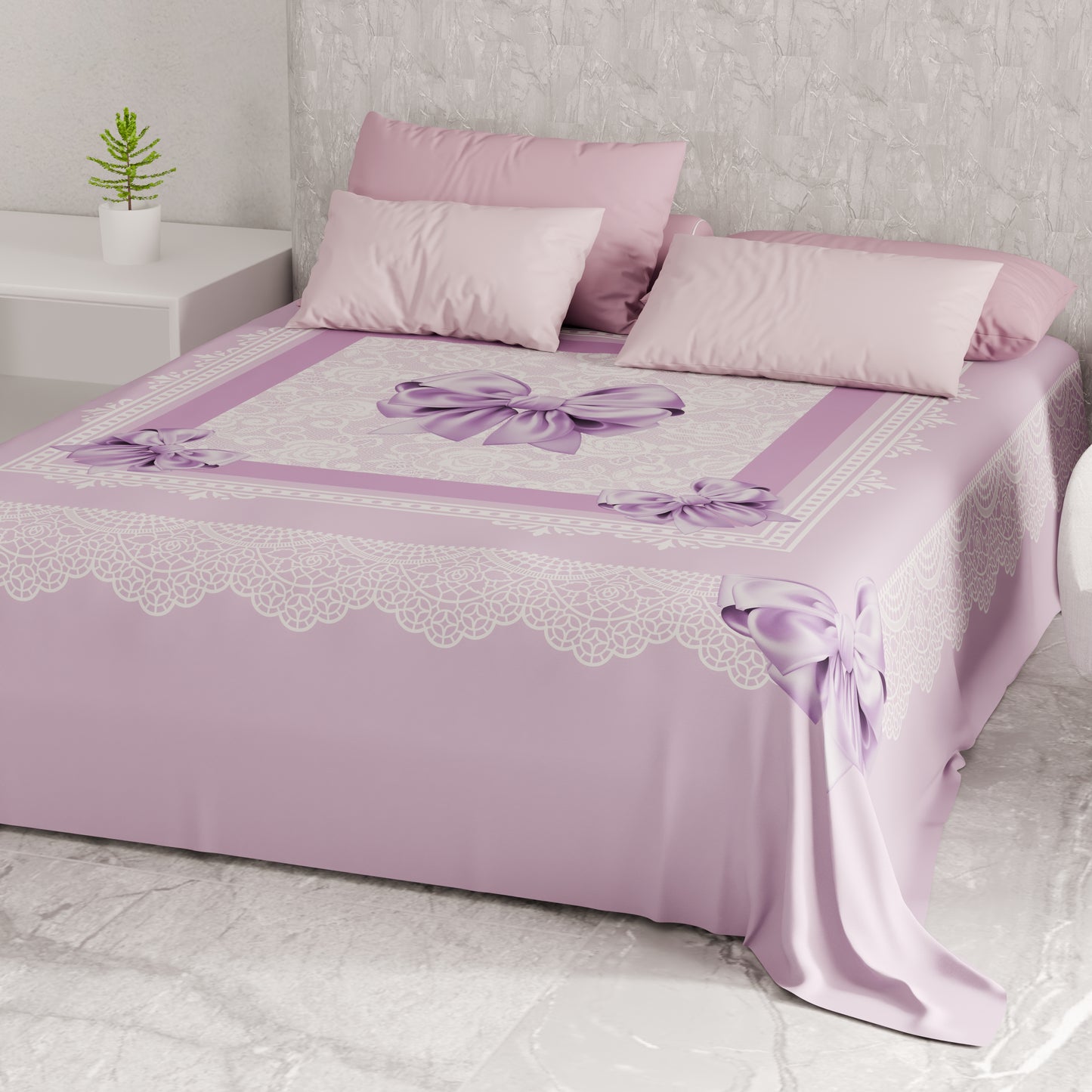 Telo Arredo Copridivano, Copriletto, Copritavolo e Copritutto in Microfibra | Fantasia Fiocco Lilla