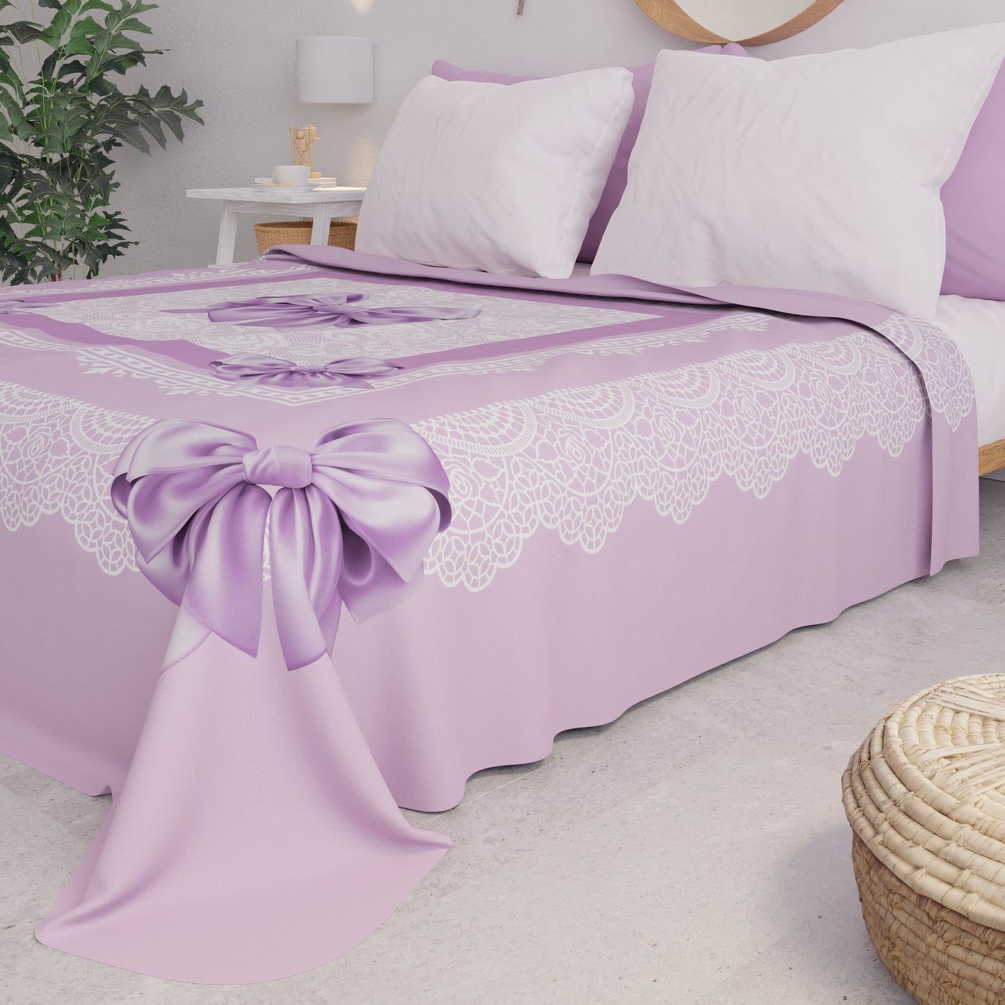 Summer Bedspread, Light Blanket, Bedspread Sheets, Lilac Bow