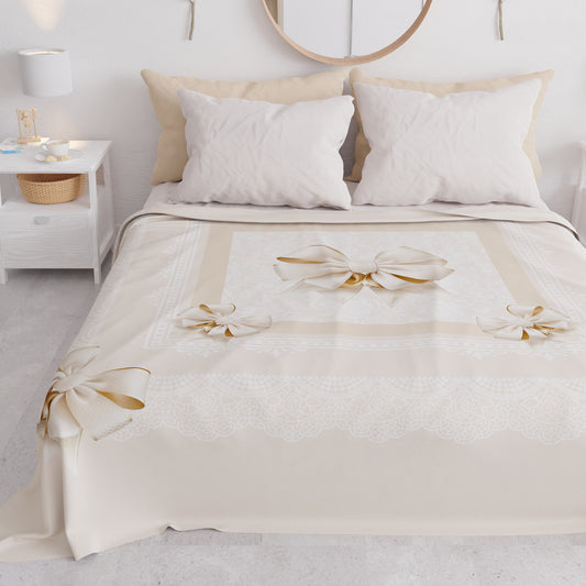 Couvre-lit d'été, couverture légère, draps couvre-lit, nœud beige