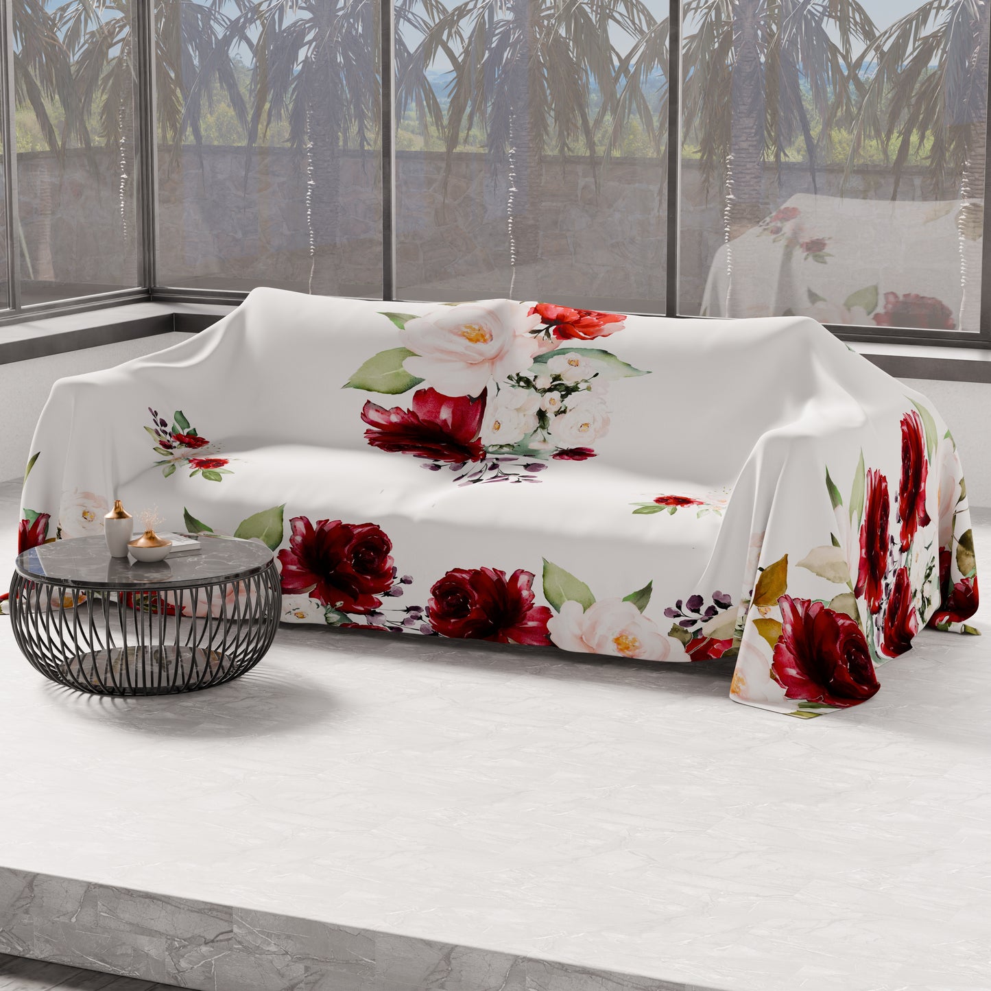 Telo Arredo Copridivano, Copriletto, Copritavolo e Copritutto in Microfibra | Fantasia Floreale 07