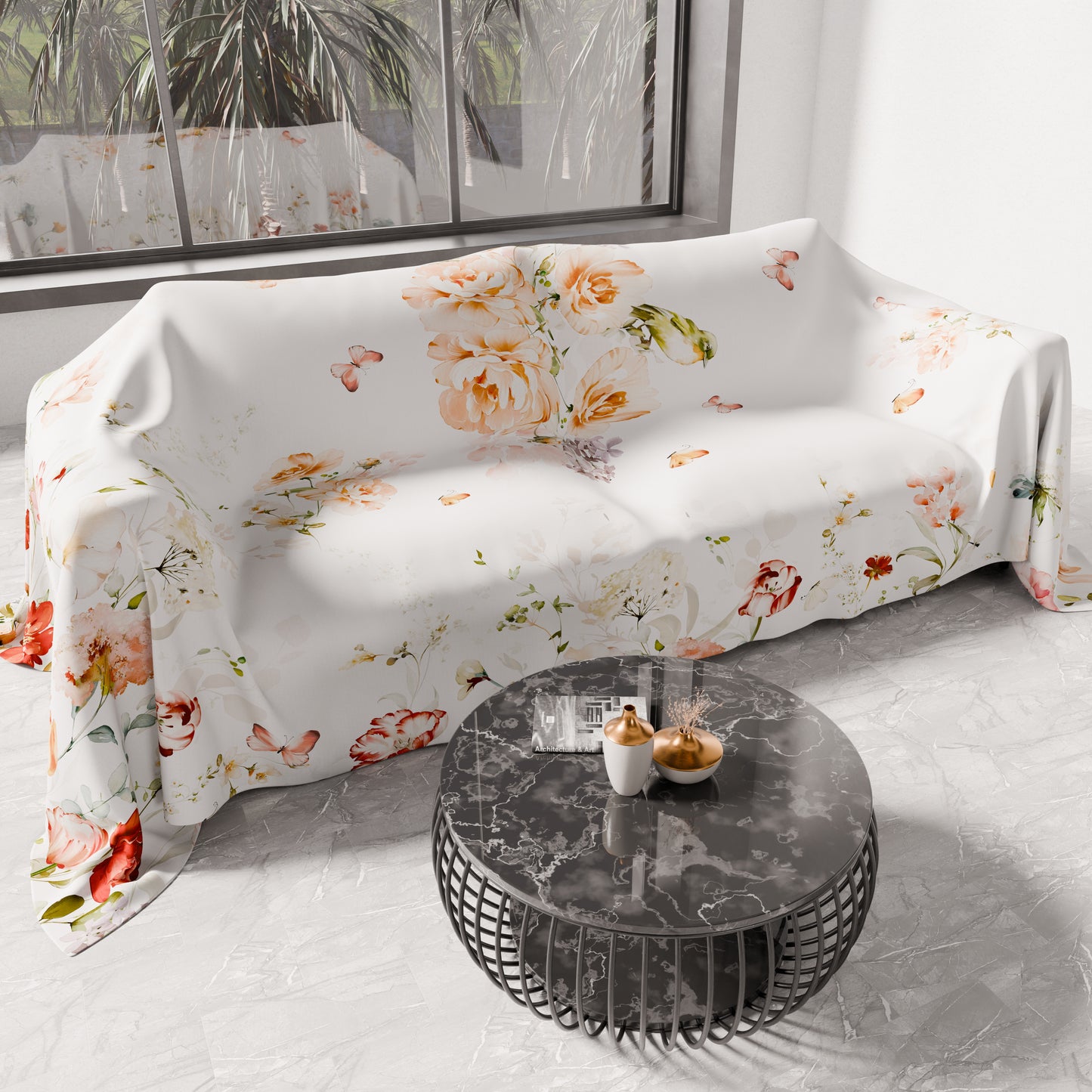 Telo Arredo Copridivano, Copriletto, Copritavolo e Copritutto in Microfibra | Fantasia Floreale 06