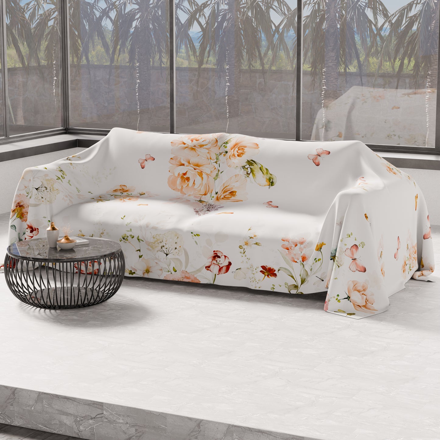 Telo Arredo Copridivano, Copriletto, Copritavolo e Copritutto in Microfibra | Fantasia Floreale 06
