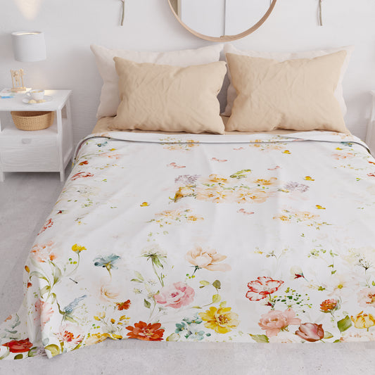 Summer Bedspread, Lightweight Blanket, Sheets Bedspread, Floral Beige