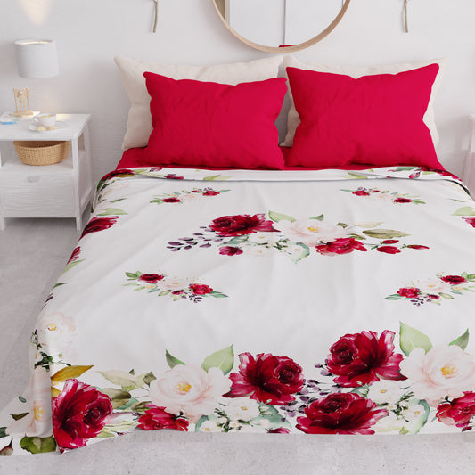Couvre-lit d'été, couverture légère, draps couvre-lit, bordeaux floral