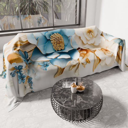 Telo Arredo Copridivano, Copriletto, Copritavolo e Copritutto in Microfibra | Fantasia Flower Ceramic 03