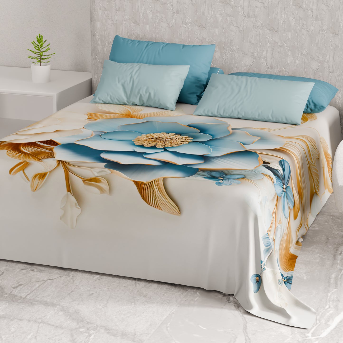 Telo Arredo Copridivano, Copriletto, Copritavolo e Copritutto in Microfibra | Fantasia Flower Ceramic 03