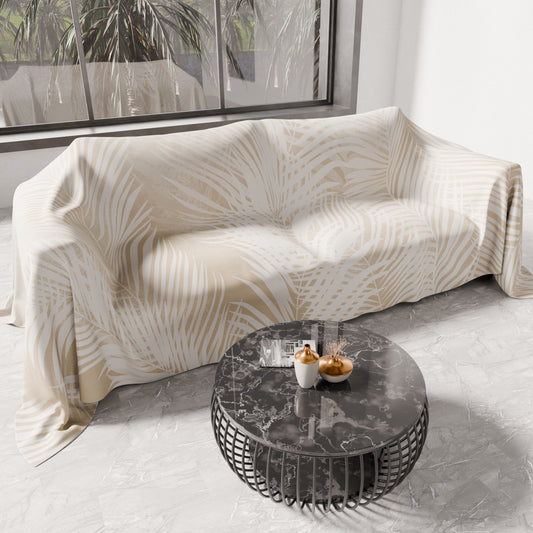 Telo Arredo Copridivano, Copriletto, Copritavolo e Copritutto in Microfibra | Fantasia Foglia Tortora