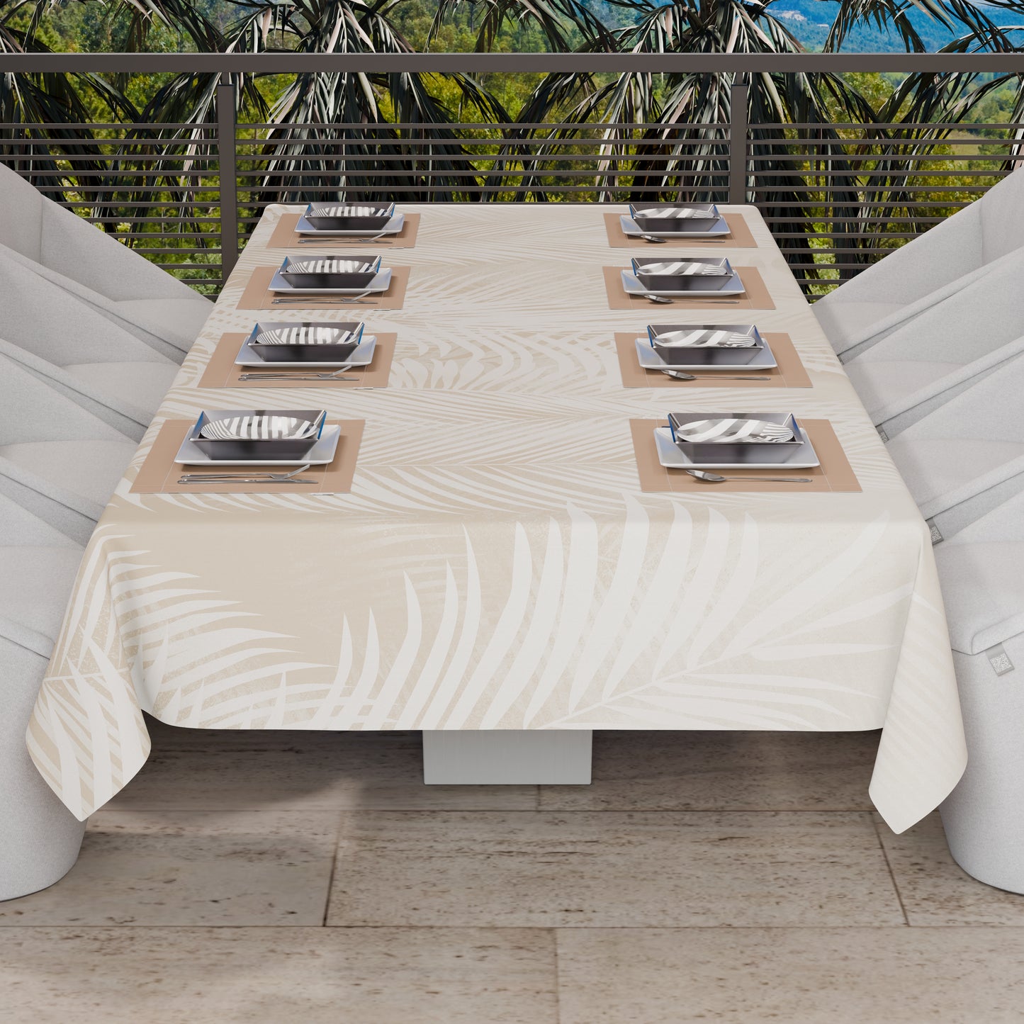 Telo Arredo Copridivano, Copriletto, Copritavolo e Copritutto in Microfibra | Fantasia Foglia Tortora