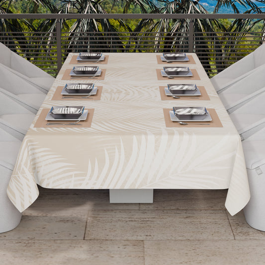 Drap housse pour canapé, couvre-lit, nappe et tout usage en microfibre | Motif Feuille Tourterelle