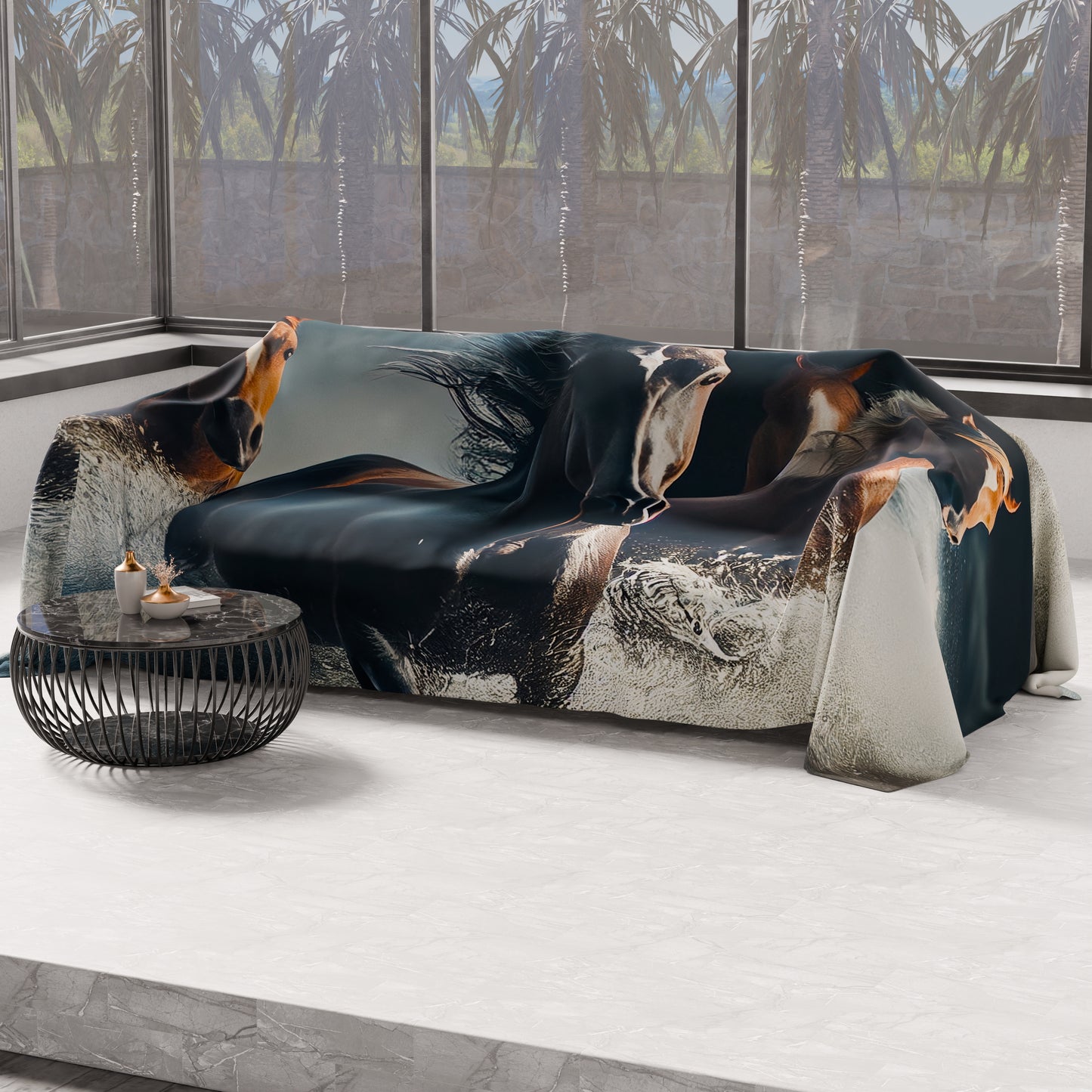 Telo Arredo Copridivano, Copriletto, Copritavolo e Copritutto in Microfibra | Fantasia Horses