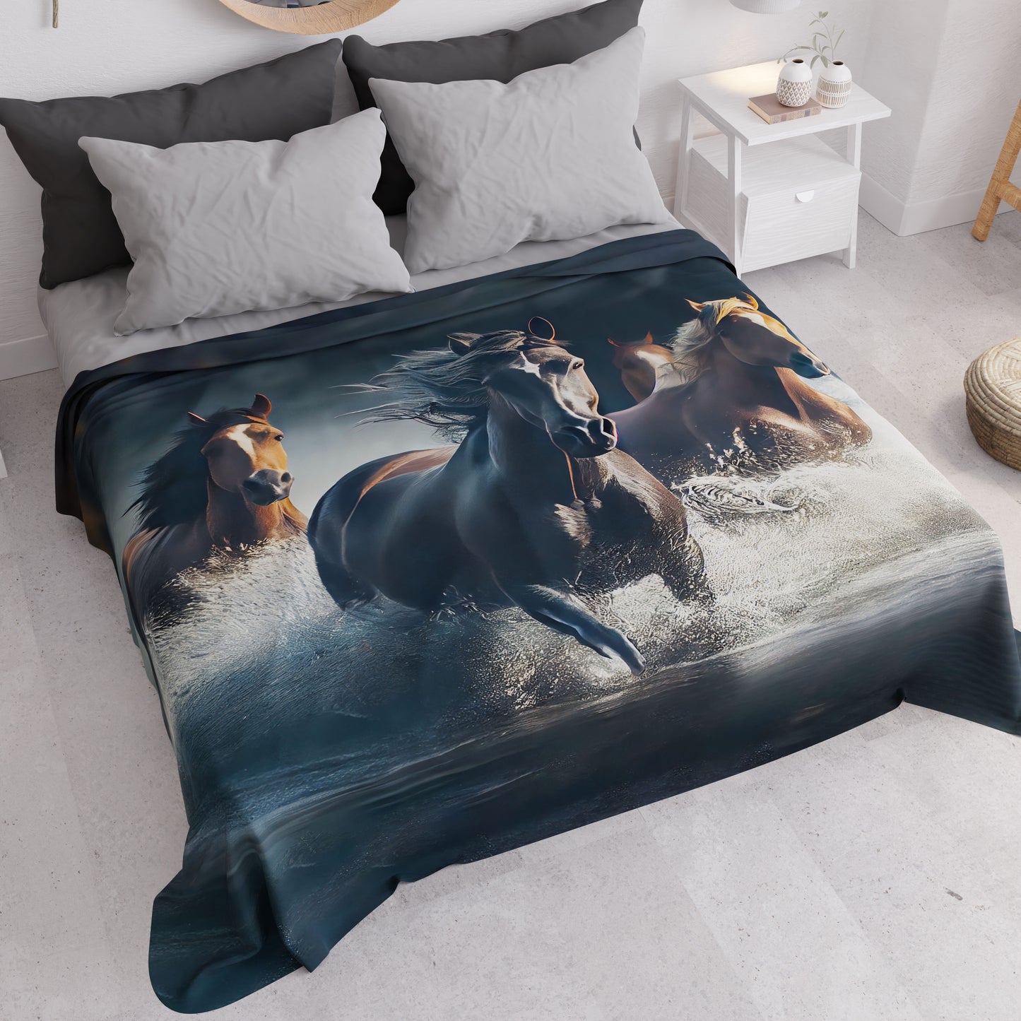 Summer Bedspread, Light Blanket, Sheets Bedspread, Horses