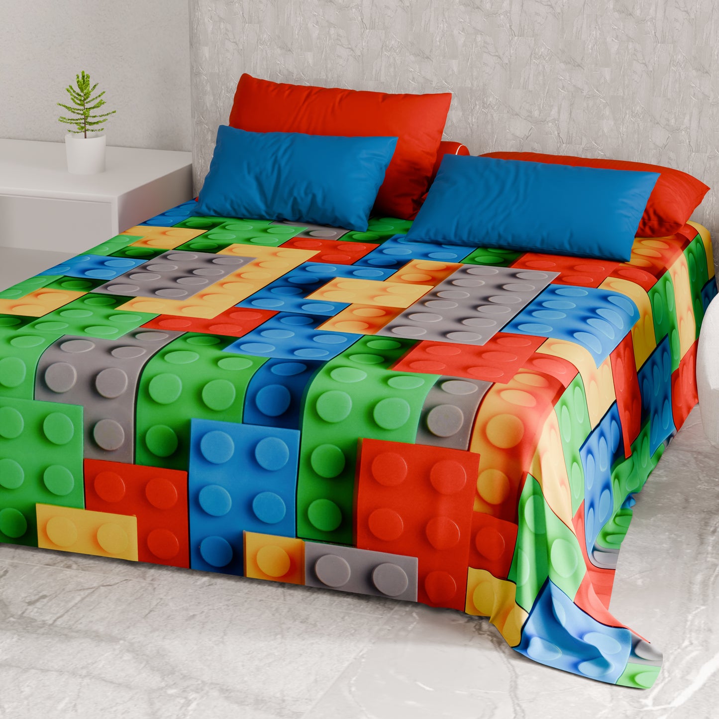 Telo Arredo Copridivano, Copriletto, Copritavolo e Copritutto in Microfibra | Fantasia Mattoncini