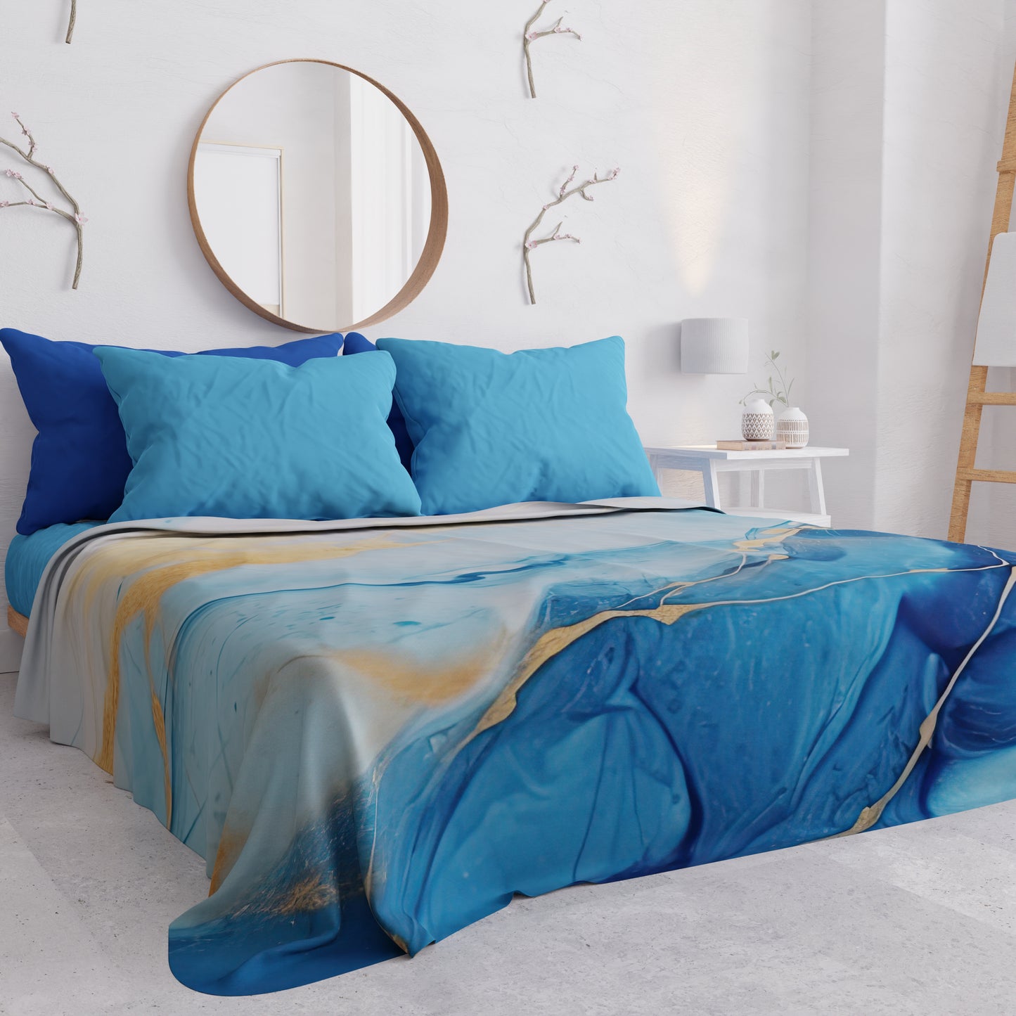 Copriletto Estivo, Coperta Leggera, Lenzuola Copriletto Marble 11 Azzurro