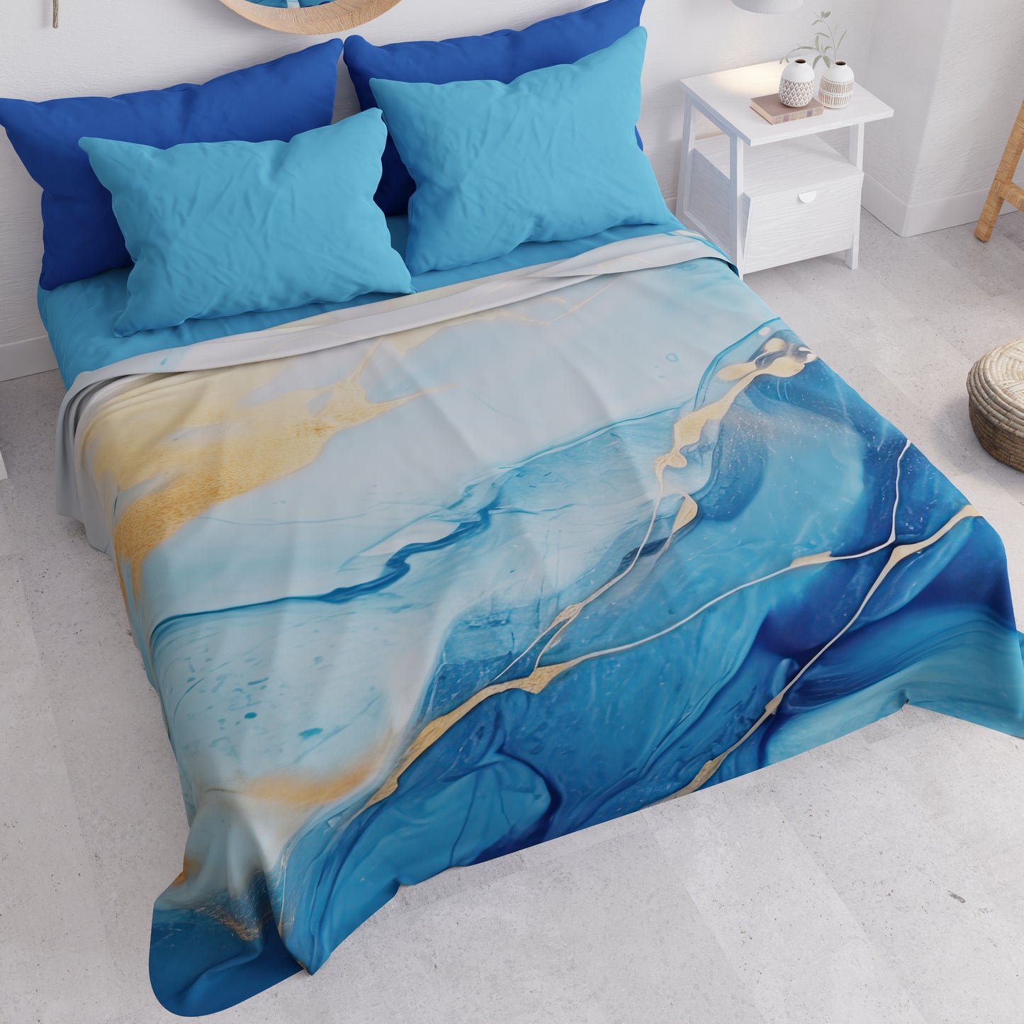 Copriletto Estivo, Coperta Leggera, Lenzuola Copriletto Marble 11 Azzurro