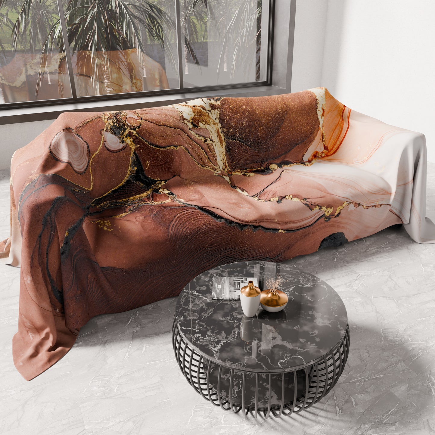 Copriletto Estivo, Coperta Leggera, Lenzuola Copriletto Marble 10 Tortora