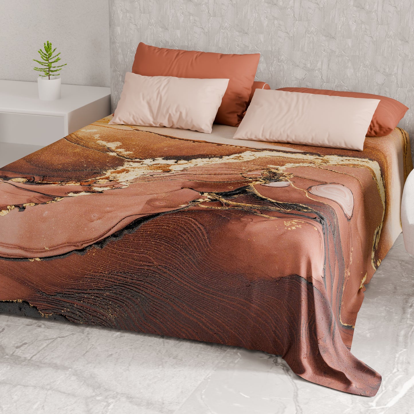 Telo Arredo Copridivano, Copriletto, Copritavolo e Copritutto in Microfibra | Fantasia Marble Tortora