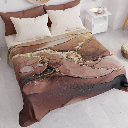 Couvre-lit d'Été, Couverture Légère, Draps Couvre-lit Marbre Taupe