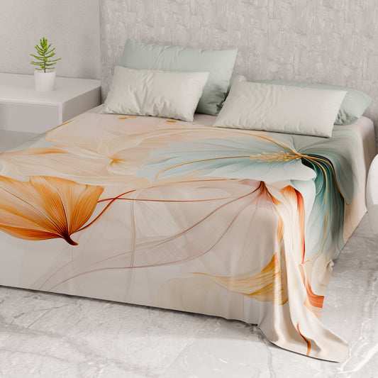 Telo Arredo Copridivano, Copriletto, Copritavolo e Copritutto in Microfibra | Fantasia Marble Flower