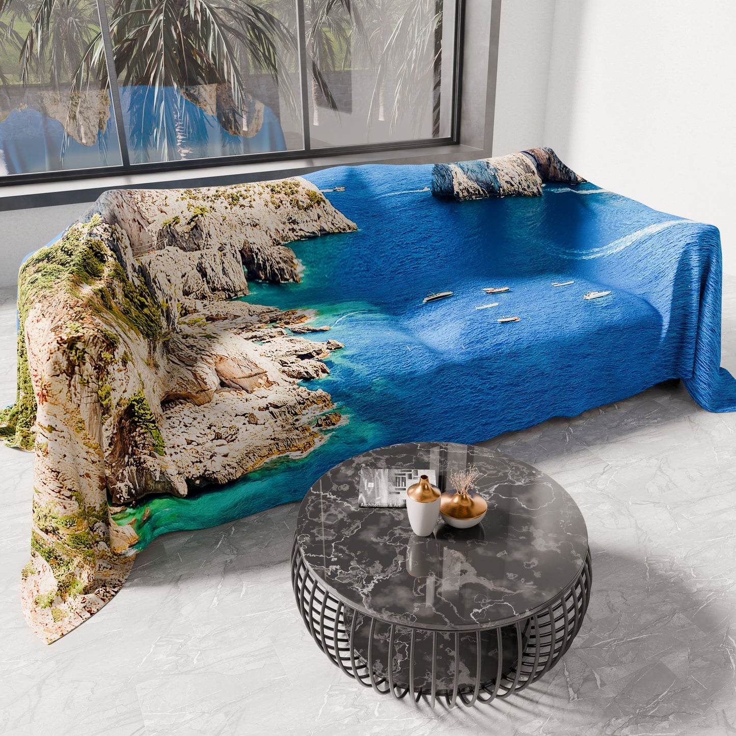 Telo Arredo Copridivano, Copriletto, Copritavolo e Copritutto in Microfibra | Fantasia Marino 03