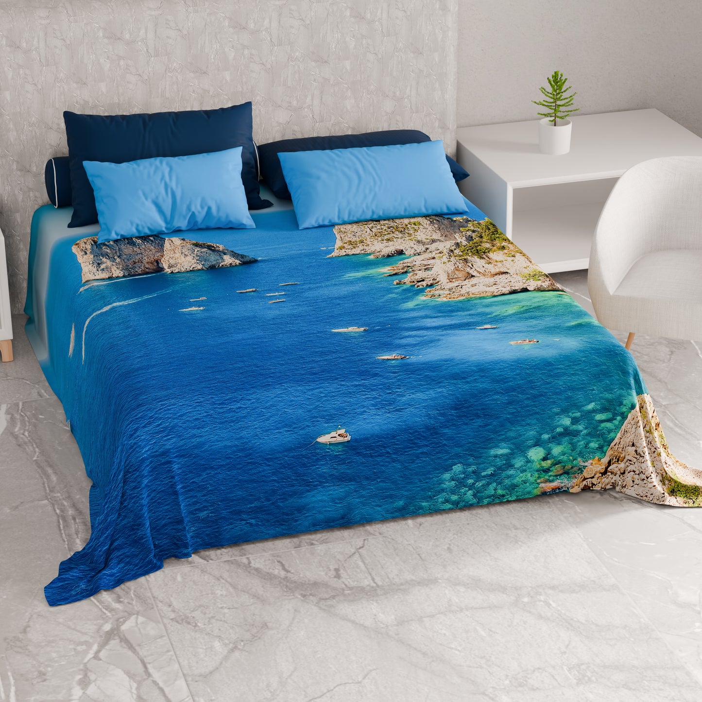 Telo Arredo Copridivano, Copriletto, Copritavolo e Copritutto in Microfibra | Fantasia Marino 03